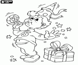 Coloriage Enfant heureux et content de sa f�te d'anniversaire