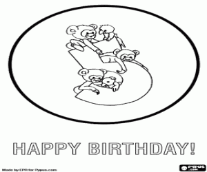 Coloriage Enfants de 5 ans, carte d'anniversaire avec des animaux