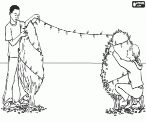 Coloriage Enfants mise ornementales lumi�res de No�l sur de petits arbres