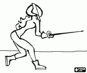 Coloriage Escrime - Tireur dans un combat