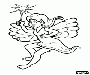 Coloriage fille-f�e � la baguette magique pr�par�e