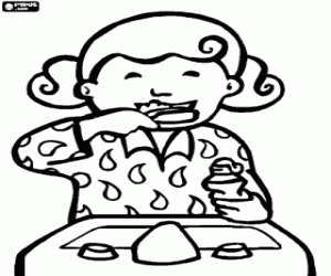 Coloriage Fille se brosser les dents, une pratique essentielle � la sant� dentaire