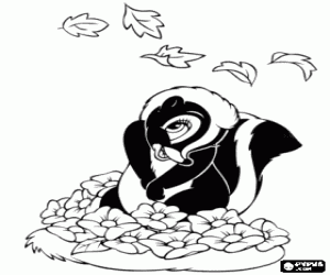 Coloriage Fleur, la moufette pr�sum�, une amie de Bambi
