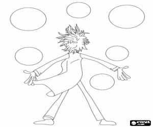 Coloriage Flint  � regarder la pluie de boulettes de viande qui a caus� son invention
