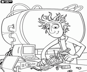 Coloriage Flint Lockwood, un scientifique travaillant sur une nouvelle invention dans son laboratoire