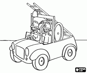 Coloriage Fourgon d'incendie antique, avec la sonnerie d'alarme