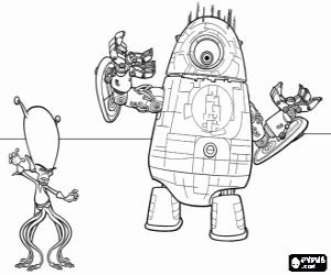 Coloriage Gallaxhar et Robot Probe, les envahisseurs