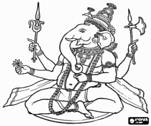 Coloriage Ganesh ou Ganesha, le dieu de la sagesse et de la litt�rature