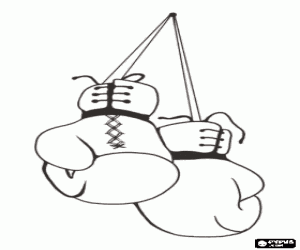 Coloriage Gants de boxe accroch� au mur