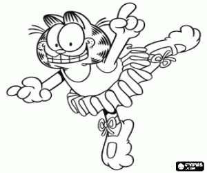 Coloriage Garfield comme une danseuse de ballet avec un tutu �l�gante