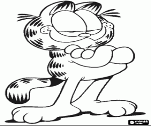 Coloriage Garfield, le chat debout, les bras crois�s