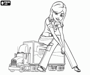 Coloriage G�mormica assis sur un camion remorque
