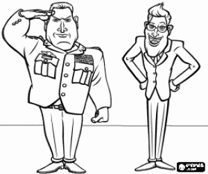 Coloriage G�n�ral Monger faisant le salut militaire devant le Pr�sident Hathaway