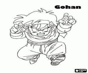 Coloriage Gohan ou Son Gohan et fils de Goku et de Chichi, guerrier demi-moiti� Saiyan et demi-moiti� homme
