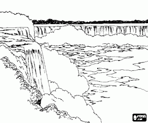Coloriage Grand chute avec ses nombreuses cascades et des nuages de vapeur lieu