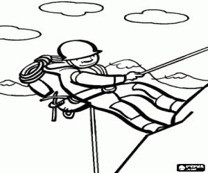 Coloriage Grimpeur de monter avec une corde et avec tout l'�quipement