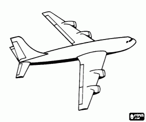 Coloriage Gros avion cargo avec deux r�acteurs par l'aile