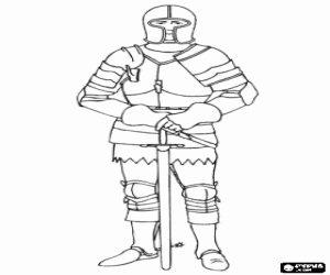 Coloriage Guerrier medieval en armure et �p�e