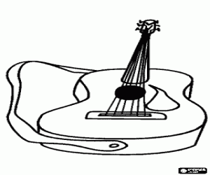 Coloriage Guitare acoustique � six cordes