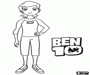 Coloriage Gwen Tennyson, un des protagonistes de Ben 10 et Ben 10 Alien Force