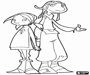 Coloriage Gwizdo et Zaza, la jeune fille qui a un r�ve de devenir une chasseuse de dragons