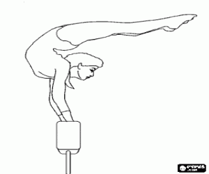 Coloriage Gymnaste dans l'exercice sur la poutre d'�quilibre