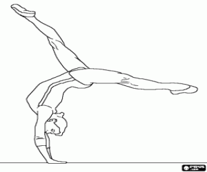 Coloriage Gymnaste ex�cutant l'exercice sur le sol