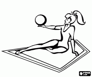 Coloriage Gymnastique rythmique - Enchainement  avec ballon