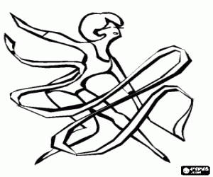 Coloriage Gymnastique rythmique - Enchainement  individuelle avec ruban