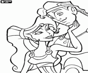 Coloriage Hercule et Meg dans l'amour
