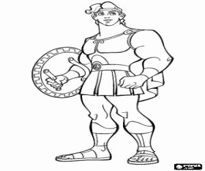 Coloriage Hercule, le fils de dieux grecs Zeus et d'H�ra, un h�ros avec la force des dieux
