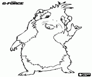 Coloriage Hurley, un cochon d'inde glouton de l'animalerie qui joint l'�quipe d'agents de G-Force