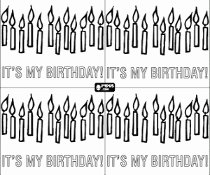 Coloriage Invitation � la f�te d'anniversaire avec des bougies allum�es