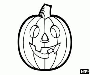 Coloriage Jack O'Lantern ou Citrouille-lanterne, typique de la f�te avec une monstrueux face � �tre �clair�e avec une bougie