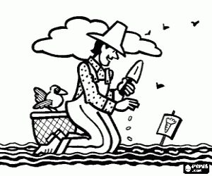 Coloriage Jardinier horticulteur ou de semer les graines de l�gumes dans le jardin potager
