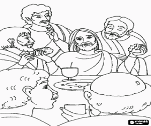 Coloriage J�sus � la derni�re C�ne avec les ap�tres