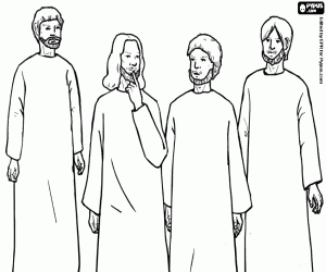 Coloriage J�sus avec certains de ses disciples