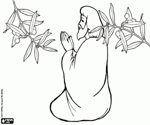 Coloriage J�sus prier sur le Mont des Oliviers