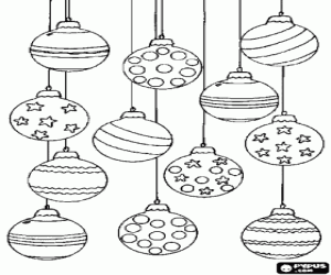 Coloriage Jeu de boules de No�l avec diff�rentes d�corations 
