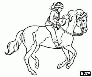 Coloriage Jeune cavali�re, jeune fille � cheval