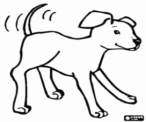 Coloriage Jeune chien heureux mouvant la queue
