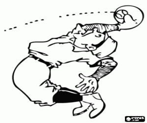 Coloriage Joueur � la d�fense prendreant la balle en l'air