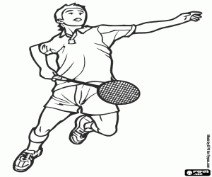 Coloriage Joueur de badminton dans le saut apr�s avoir fait un smash