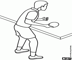 Coloriage Joueur de tennis de table sur le point d'ex�cuter un service avec le ballon dans la main