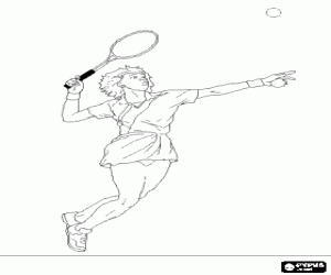 Coloriage Joueur de tennis disposant � frapper un service