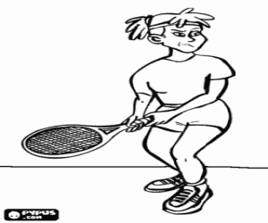 Coloriage Joueur de tennis pr�t d'un coup