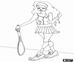 Coloriage Joueuse de tennis avec raquette dans la main
