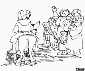 Coloriage L'entr�e de J�sus � J�rusalem le dimanche des Rameaux