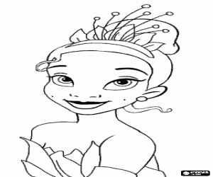 Coloriage La belle princesse Tiana avec une belle coiffure 