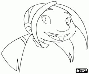 Coloriage La face heureuse de Zaza, la jeune fille qui est un grand fan de Lian-Chu